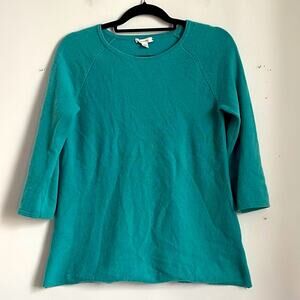 Garnet Hill 100% cashmere 3/4 sleeve crewneck knit sweater sz S